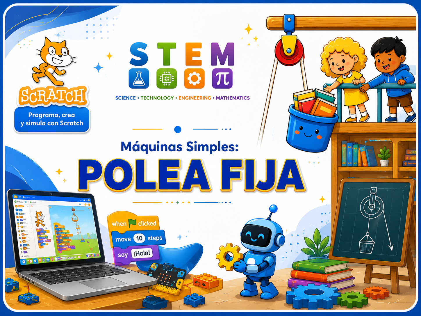 Máquinas simples: polea fija en Scratch